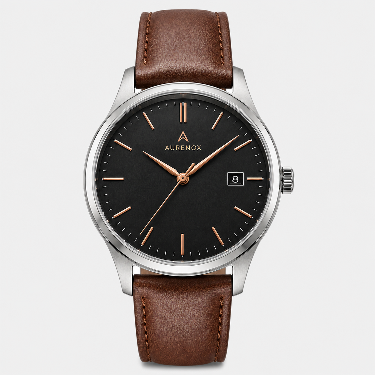 Aurenox Meridian Black Dial Leather Watch