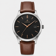 Aurenox Meridian Black Dial Leather Watch
