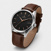 Aurenox Meridian Black Dial Leather Watch