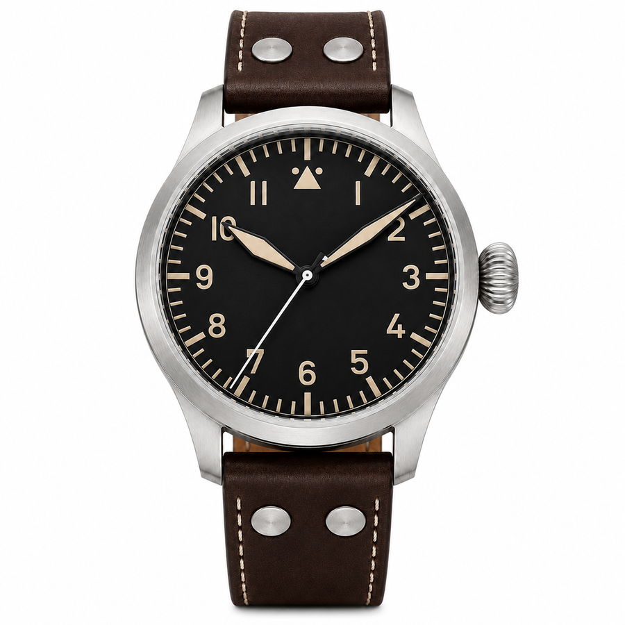 Black Pilot Leather Watch