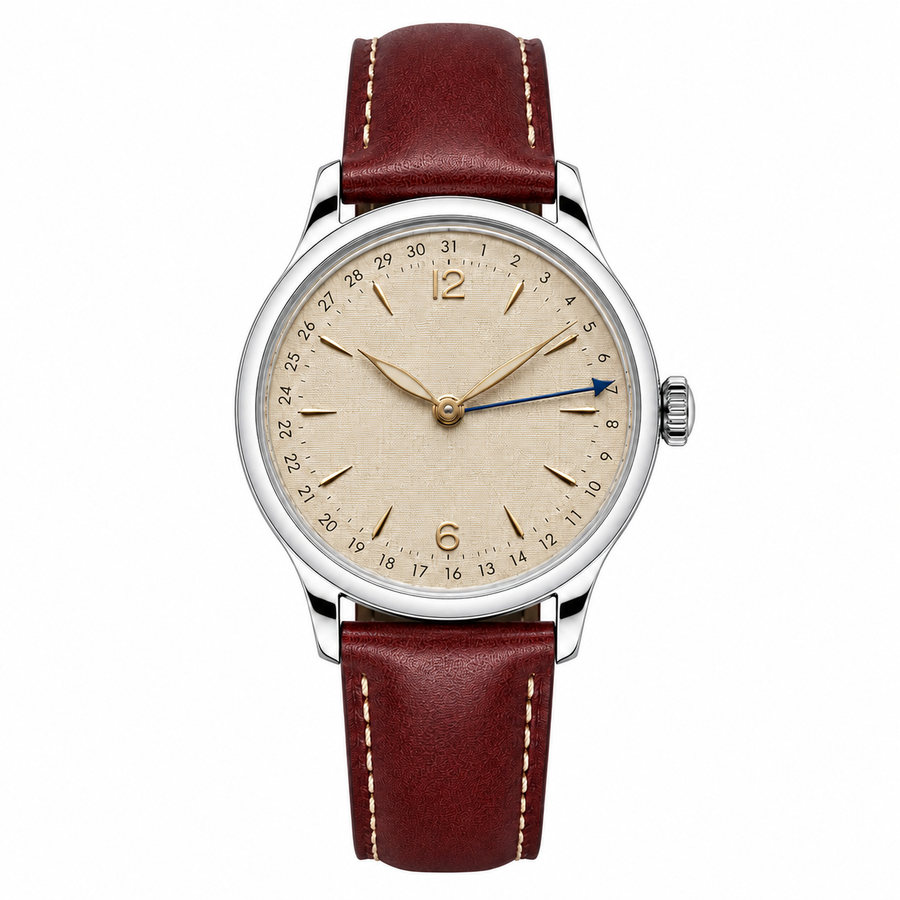 Champagne Pointer Date Leather Watch