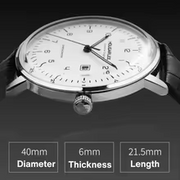 E-Watch74 Mechanical Calendar Leather Watch
