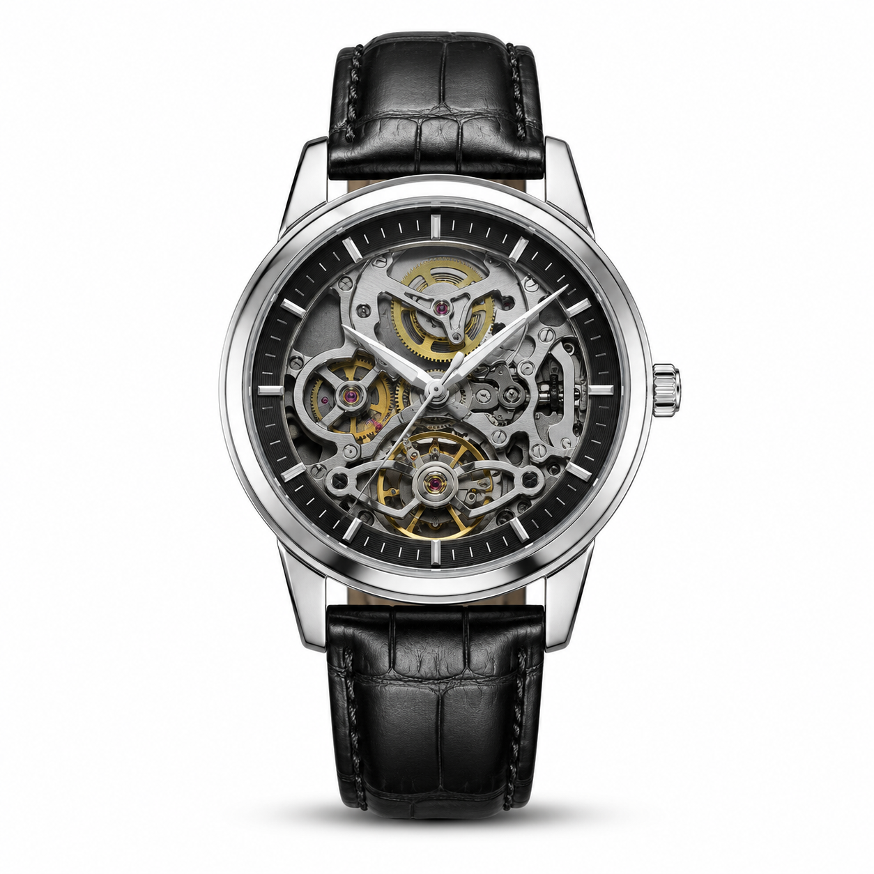 Openwork Mechanical Leather Watch