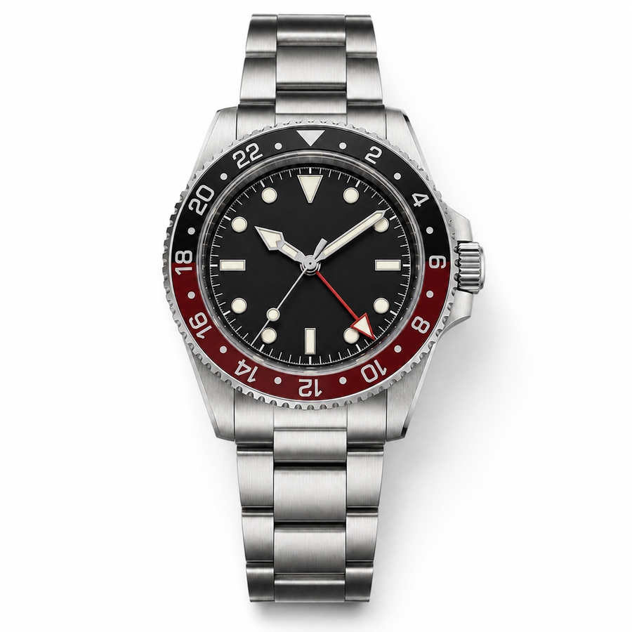 Red and Black Bezel Bracelet Watch