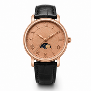 Rose Gold Moonphase Leather Watch