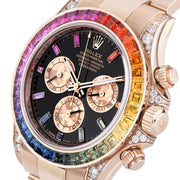 Daytona Watch 40MM Black Diamond Baguette Index Markers Dial Rose Gold