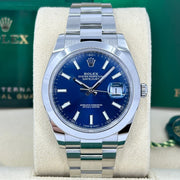 Datejust 41mm Blue Dial Smooth Bezel Oyster Bracelet Steel Watch 126300