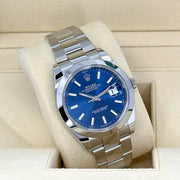 Datejust 41mm Blue Dial Smooth Bezel Oyster Bracelet Steel Watch 126300