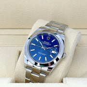 Datejust 41mm Blue Dial Smooth Bezel Oyster Bracelet Steel Watch 126300