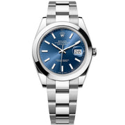 Datejust 41mm Blue Dial Smooth Bezel Oyster Bracelet Steel Watch 126300
