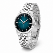 Teal Sunburst Steel Bracelet Watch